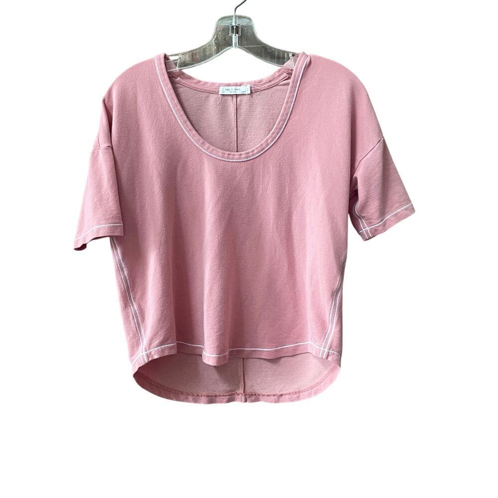 Rag & Bone Pink Top Size XS Top Stitch Casual Stretch U Neck